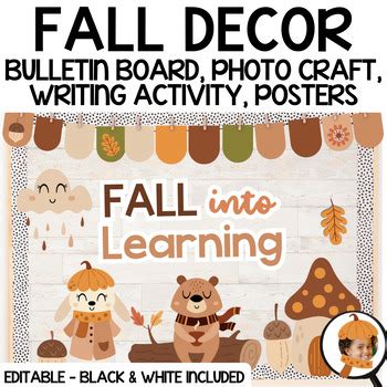 Fall Bulletin Board & Classroom Decor - Woodland Animals, Photo Craft, Editable