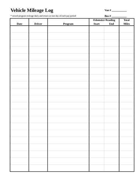 Best Templates: 30 Printable Mileage Log Templates Free ᐅ Template Lab