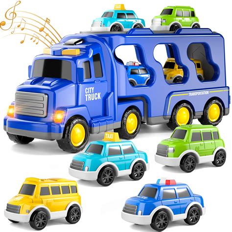 iHaHa Toys Trucks Cars for Boys Toddlers, 5 in 1 City Truck Car Toys for 1 2 3 4 5 Years Old ...