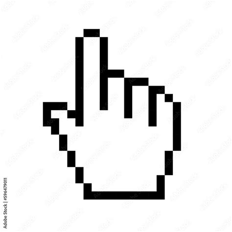 Pixel hand pointer mouse cursor icon. Clipart image isolated on white background Stock Vector ...