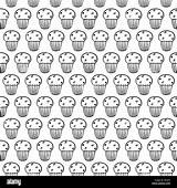 Cartoon Cute cupcakes On White Background Simple Seamless pattern  sketch template