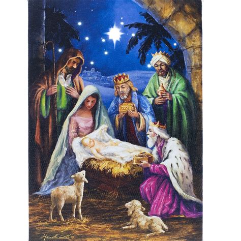 Nativity Scene Wall Art Star Of Bethlehem Lighted Canvas X 8-1/4 197357 | ubicaciondepersonas ...