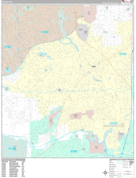 Tigard Oregon Wall Map (Premium Style) by MarketMAPS - MapSales