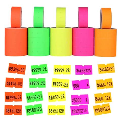 500pcs/roll Colorful Price Label Paper Tag Mark Sticker For MX 5500 Labeller Gun Self adhesive ...