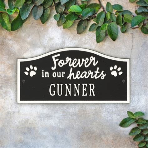 Forever in Our Hearts Memorial Plaque Black & White with 1-Line of Text