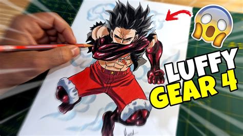 Como desenhar o Luffy Gear 4 (SNAKE-MAN) com HAKI VERMELHO passo passo 1 - YouTube