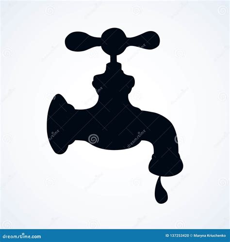 Sketch of Water Tap. Vector Illustration Stock Vector - Illustration of knob, house: 137253420