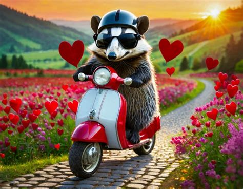 Animal, Badger, Scooter, Hearts Free Stock Photo - Public Domain Pictures