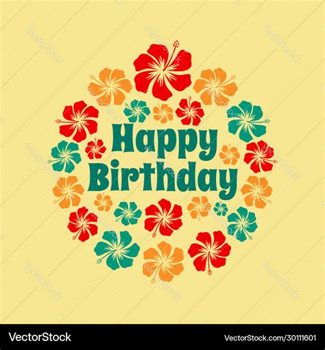 Happy birthday in hawaiian with hibiscus Vector Image