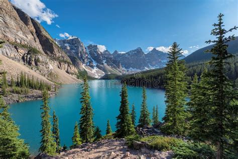 Moraine Lake in Rocky Mountains, Canada. Stock Image - Image of ...