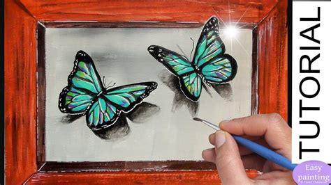 How to paint 3D Butterfly. Blue Butterflies Acrylic Painting Tutorial ...