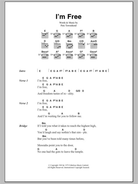 I'm Free by The Who - Guitar Chords/Lyrics - Guitar Instructor