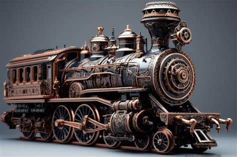 Premium Photo | 3d model of a steam engine train