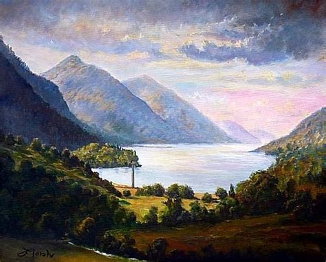 Painting of Glenfinnan monument, Loch Shiel Scotland. Original landscape art for sale by Fred ...