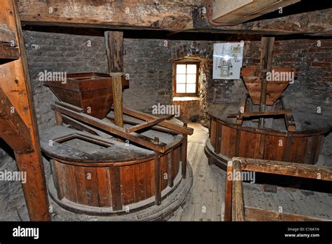 Medieval windmill, interior, Zons fortress, Dormagen, Lower Rhine region, North Rhine-Westphalia ...