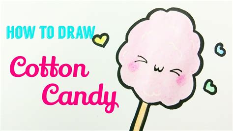 HOW TO DRAW COTTON CANDY | Easy & Cute Cotton Candy Drawing Tutorial For Beginner / Kids - YouTube