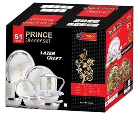 Prince Stainless Steel Dinner Set 51 Pcs, For Home, Content in the Box ...