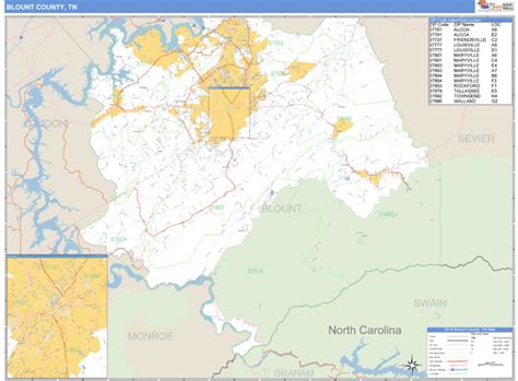 Blount County, Tennessee Zip Code Wall Map | Maps.com.com