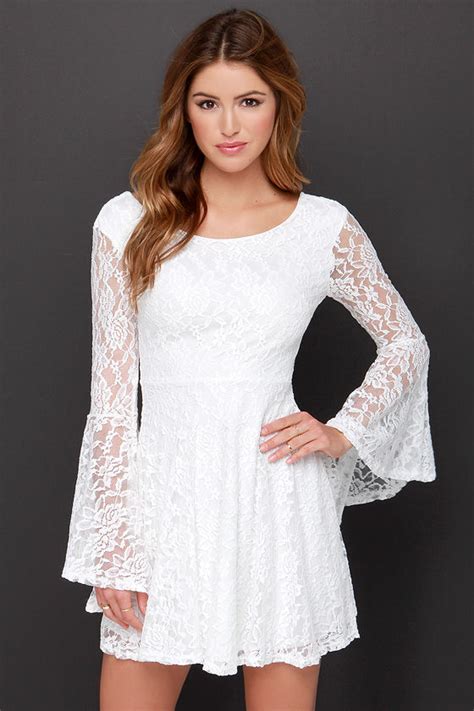 Cute White Dress - Long Sleeve Dress - Lace Dress - $38.00 - Lulus