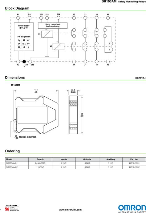 SR103AM Dual Channel Safety Monitoring Relay Data Sheet Datasheet En ...