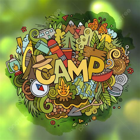 Camp Hand Lettering And Doodles Elements And Symbols Background, Summer, Forest, Outdoor ...