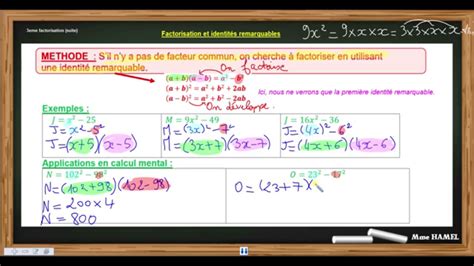 PodEduc - Factoriser - Identité Remarquable A²-B²=(A+B…