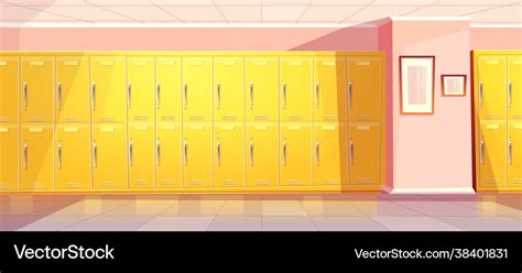 School college corridor hallway with lockers Vector Image