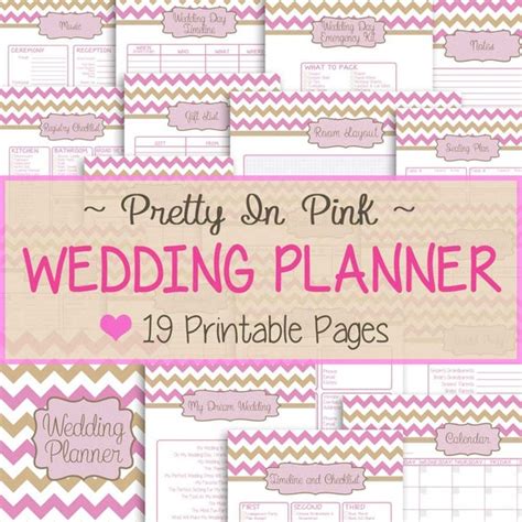 Wedding Planner 19 Printable Pages Pretty In Pink