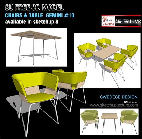 Free sketchup 3d model chair & table design #10 - Vray Sketchup - TUT