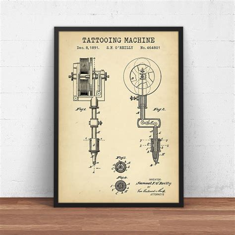 Tattoo Machine Patent Print 1891 Digital Download Tattoo Gun | Etsy