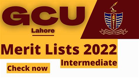 GCU LAHORE MERIT LISTS INTERMEDIATE 2022 - GC UNIVERSITY INTERMEDIATE ...