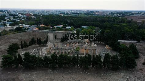 drone footage of the Temple of Zeus, Cyrene, Libya, history of Libya ...