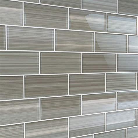 Gray Glass Subway Tile Gainsboro for Kitchen Backsplash or Bathroom from Bodesi, Color Sample ...