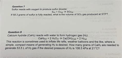 Solved Question 7 Sulfur reacts with oxygen to produce | Chegg.com