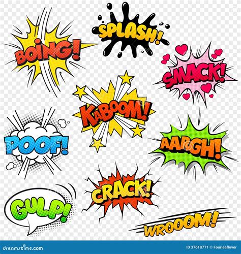 Comic Sound Effects In Pop Art Vector Style. Bubble Speech With Word ...