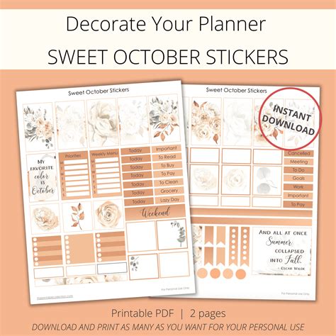 Sweet October Printable Planner Stickers | The Printable Collection