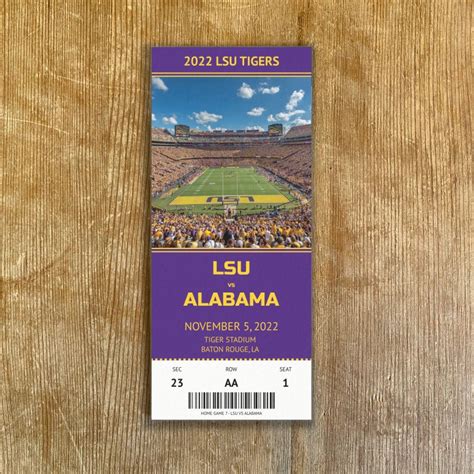 LSU TIGERS Customizable Replica Ticket Stub for Any Game 2022 - Etsy