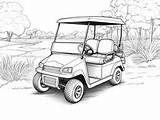 Whimsical Golf Cart Coloring Page  sketch template