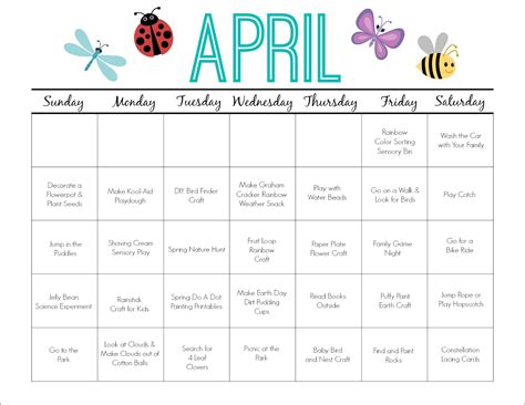 April Printable Activity Calendar for Kids - The Chirping Moms