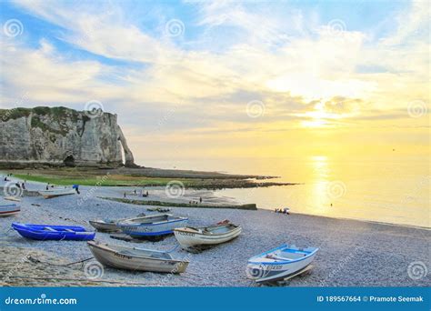 Etretat Beach, Etretat Cliffs, Normandy, France Editorial Stock Image ...