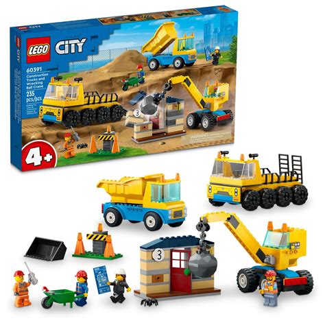 LEGO City Construction Trucks and Wrecking Ball Crane 60391 Building Toy Set for Toddler Kids ...