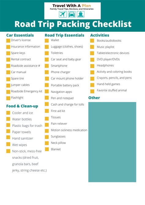 Family Road Trip Packing List (+Printable Checklist) | Travel With A ...