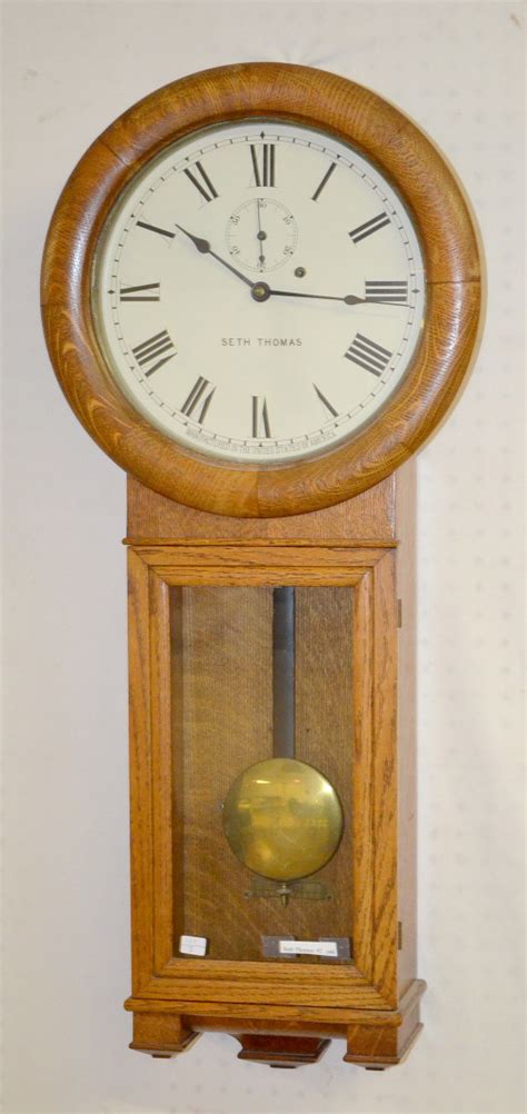 Seth Thomas #2 Oak Wall Regulator Wall Clock-ClockPrices.Com