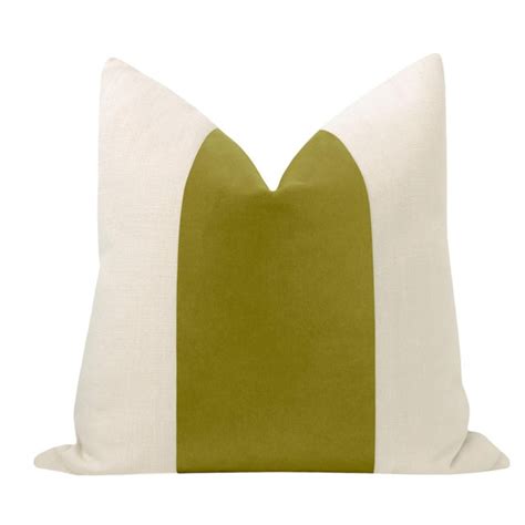 22" Chartreuse Italian Velvet Panel & Linen Pillows - a Pair | Chairish