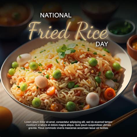 Premium PSD | National fried rice day background generative ai illustrations