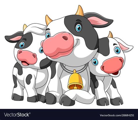 Cute cartoon family cow Royalty Free Vector Image | Cartoon cow, Cute ...