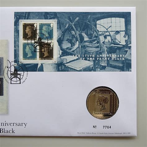 2015 Penny Black Stamp 175th Anniversary Medal Cover - Royal Mail First ...