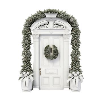 Wooden White Door To The House Decorated With Christmas Wreath, Christmas Door, Christmas Wood ...