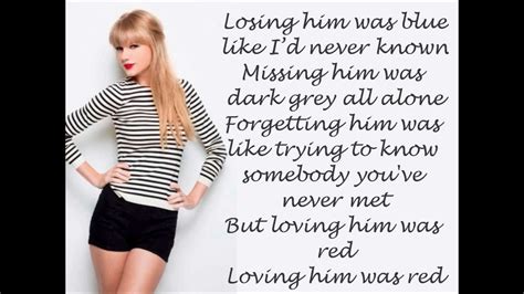 Taylor Swift Red with Lyrics - YouTube