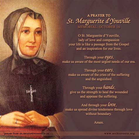 October 16 is the memorial of St Marguerite d'Youville, the first Canadian‐born saint known as ...